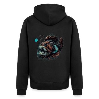 Frogfish Frogfish Anglerfish Angler - Unisex Premium Organic Zip Hoodie - black - Back - Nico (187cm)