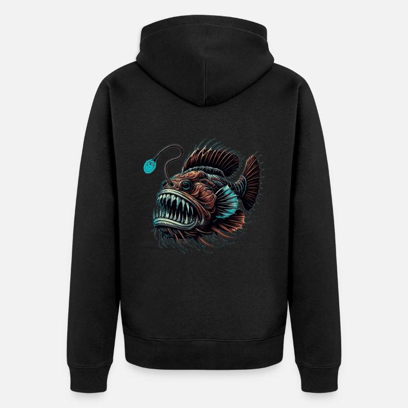 Poisson-grenouille Poisson-grenouille Baudroie Pêcheur - Veste à capuche bio Premium Unisexe - noir