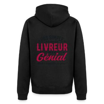 Un Livreur Génial - Cadeau Livreur Humour - Veste à capuche bio Premium Unisexe - noir - Dos - Nico (187cm)