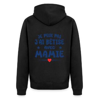 I can't I messed up with grandma - Unisex Premium Organic Zip Hoodie - black - Back - Nico (187cm)