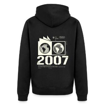 Jahrgang 2007 Retro Geburtstag Geschenk 2007 - Unisex Premium Bio Zip Hoodie - Schwarz - Hinten - Nico (187cm)