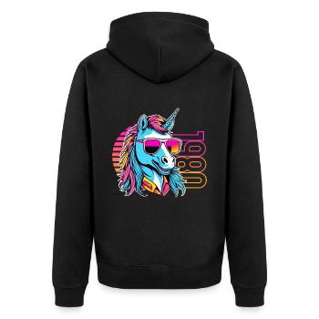 Costume Licorne des années 80 - Veste à capuche bio Premium Unisexe - noir - Dos - Nico (187cm)