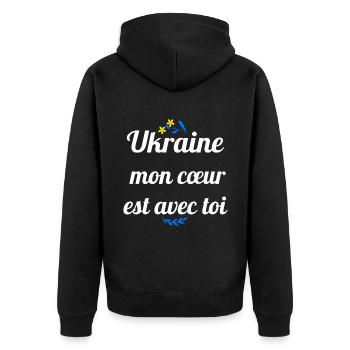 Ukraine mon coeur est avec toi - Veste à capuche bio Premium Unisexe - noir - Dos - Nico (187cm)