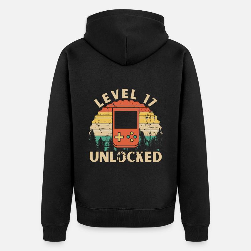 Level 17 Unlocked - Veste à capuche bio Premium Unisexe - noir