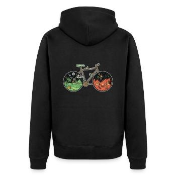 Mountain Bike, Artistic Aesthetic MTB Bicycle Art - Unisex Premium Organic Zip Hoodie - black - Back - Nico (187cm)