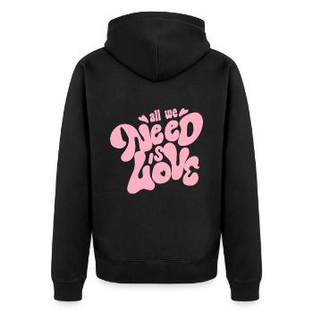 Tout ce dont nous avons besoin, c’est d’amour - Veste à capuche bio Premium Unisexe - noir - Dos - Nico (187cm)