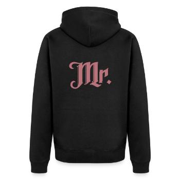 Mr. Matching Couple Engagement Wedding Honeymoon - Unisex Premium Organic Zip Hoodie - black - Back - Nico (187cm)