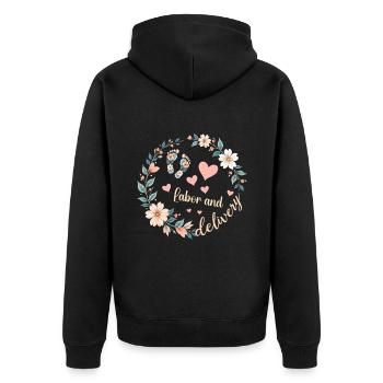 Lustige Arbeit und Entbindung Krankenschwester Damen Retro Blumen - Unisex Premium Bio Zip Hoodie - Schwarz - Hinten - Nico (187cm)