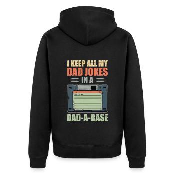Lustige Papa-Witze im Dad-a-Base-Vintage-Vatertag - Unisex Premium Bio Zip Hoodie - Schwarz - Hinten - Nico (187cm)
