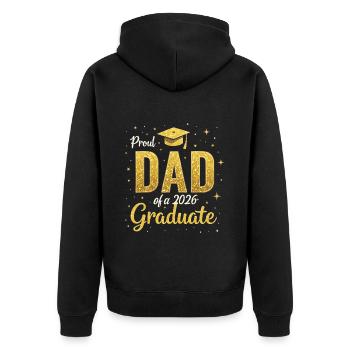 Stolzer Vater eines Absolventen des Abschlusses 2026 - Unisex Premium Bio Zip Hoodie - Schwarz - Hinten - Nico (187cm)