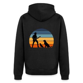 Gitarrist Pet Dog Animal Musiker Bassist - Unisex Premium Bio Zip Hoodie - Schwarz - Hinten - Nico (187cm)