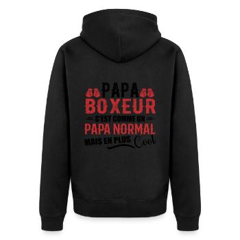 Papa Boxer Humor Coach Boxer Geschenk - Unisex Premium Bio Zip Hoodie - Schwarz - Hinten - Nico (187cm)