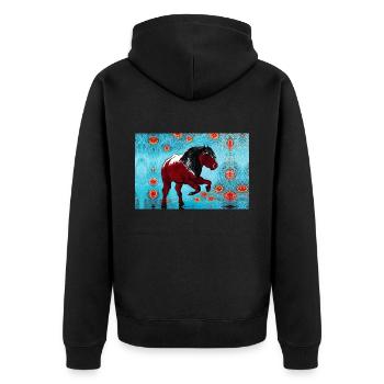 cheval marron peinture - Veste à capuche bio Premium Unisexe - noir - Dos - Nico (187cm)