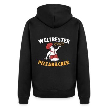 Weltbester Pizzabäcker Pizza Geschenkidee Kochen - Unisex Premium Bio Zip Hoodie - Schwarz - Hinten - Nico (187cm)
