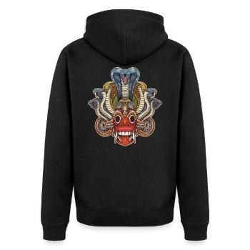 Naga raksha mask - Unisex Premium Organic Zip Hoodie - black - Back - Nico (187cm)