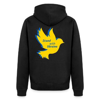 Ukraine Dove Peace Flag - Unisex Premium Organic Zip Hoodie - black - Back - Nico (187cm)