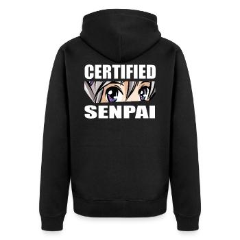 Certified Senpai Anime Manga Zertifizierter Senpai - Unisex Premium Bio Zip Hoodie - Schwarz - Hinten - Nico (187cm)
