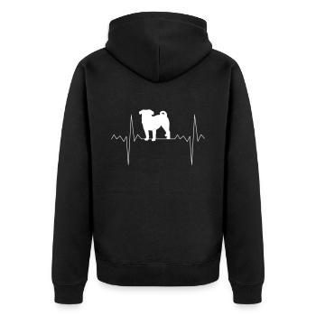 Herzschlag Herzfrequenz Mops - Unisex Premium Bio Zip Hoodie - Schwarz - Hinten - Nico (187cm)