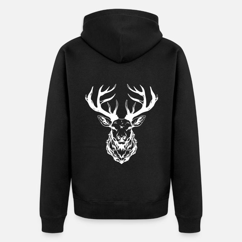 Tête de cerf - Veste à capuche bio Premium Unisexe - noir