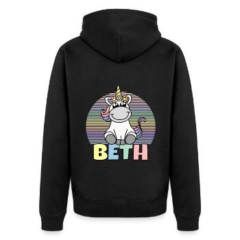 Nom de la licorne Beth - Veste à capuche bio Premium Unisexe - noir - Dos - Nico (187cm)