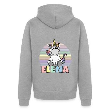 Elena Unicorn Name - Unisex Premium Organic Zip Hoodie - heather grey - Back - Nico (187cm)
