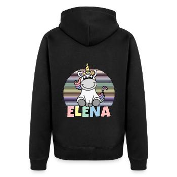 Elena Einhorn Name - Unisex Premium Bio Zip Hoodie - Schwarz - Hinten - Nico (187cm)