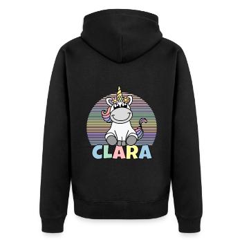 Nom de licorne Clara - Veste à capuche bio Premium Unisexe - noir - Dos - Nico (187cm)
