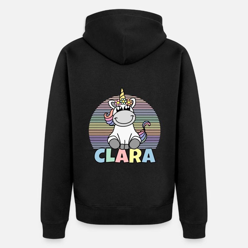 Clara Einhorn Name - Unisex Premium Bio Zip Hoodie - Schwarz