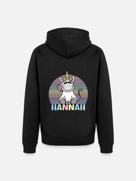 Hannah Einhorn Name - Unisex Premium Bio Zip Hoodie - Schwarz