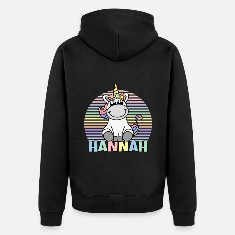 Hannah Einhorn Name - Unisex Premium Bio Zip Hoodie - Schwarz