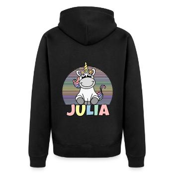 Nom de la licorne Julia - Veste à capuche bio Premium Unisexe - noir - Dos - Nico (187cm)