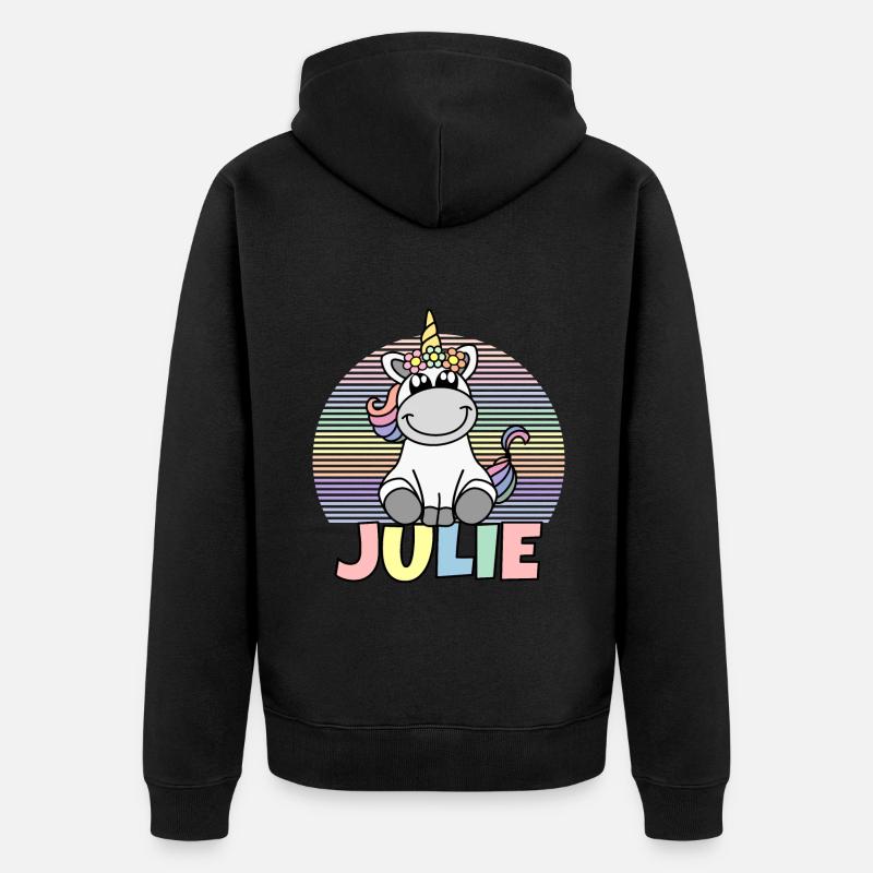 Julie Nom de la licorne - Veste à capuche bio Premium Unisexe - noir