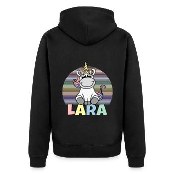 Lara Nom de la licorne - Veste à capuche bio Premium Unisexe - noir - Dos - Nico (187cm)