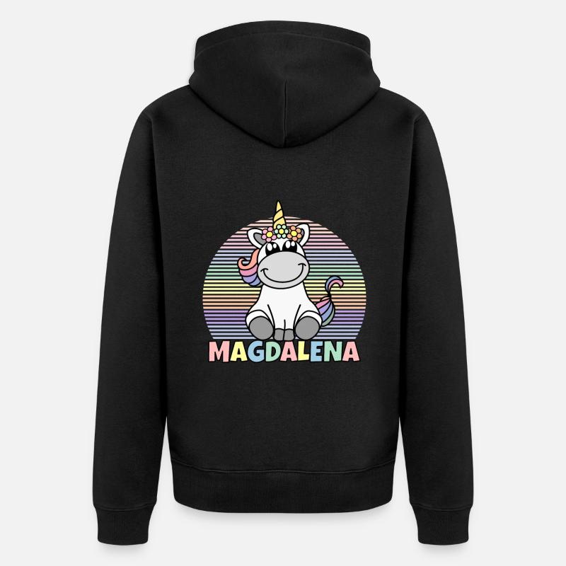 Magdalena Einhorn Name - Unisex Premium Bio Zip Hoodie - Schwarz