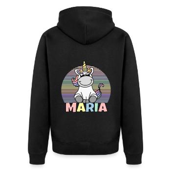 Nom de la licorne Maria - Veste à capuche bio Premium Unisexe - noir - Dos - Nico (187cm)
