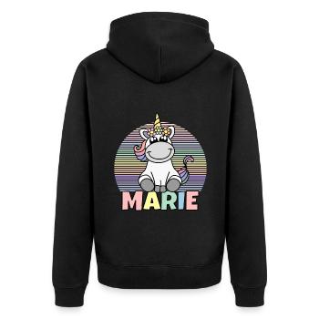 Nom de la licorne Marie - Veste à capuche bio Premium Unisexe - noir - Dos - Nico (187cm)