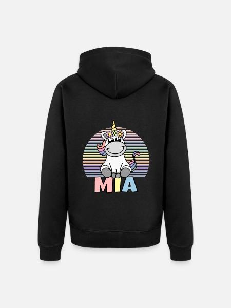 Mia Einhorn Name - Unisex Premium Bio Zip Hoodie - Schwarz