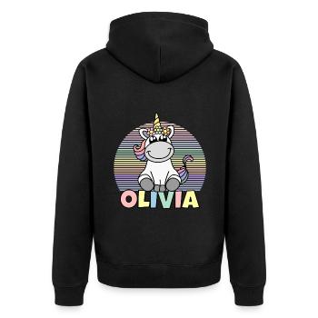 Nom de la licorne Olivia - Veste à capuche bio Premium Unisexe - noir - Dos - Nico (187cm)