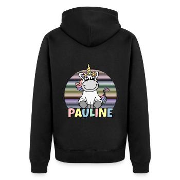 Nom de la licorne Pauline - Veste à capuche bio Premium Unisexe - noir - Dos - Nico (187cm)
