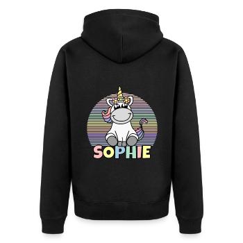 Sophie Unicorn Name - Unisex Premium Organic Zip Hoodie - black - Back - Nico (187cm)