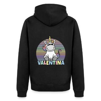 Nom de la licorne Valentina - Veste à capuche bio Premium Unisexe - noir - Dos - Nico (187cm)