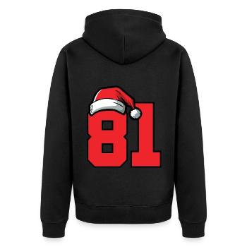 81 Zahl Weihnachten - Unisex Premium Bio Zip Hoodie - Schwarz - Hinten - Nico (187cm)