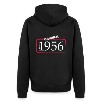 1956 - Unisex Premium Organic Zip Hoodie - black - Back - Nico (187cm)