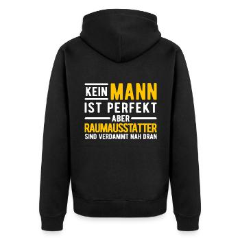 Raumausstatter Geschenk - Unisex Premium Bio Zip Hoodie - Schwarz - Hinten - Nico (187cm)