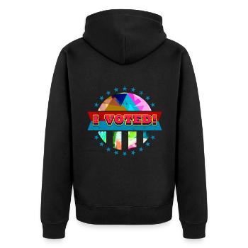 Politik Pop Art I Vote Badge Retro Voters Electi - Unisex Premium Bio Zip Hoodie - Schwarz - Hinten - Nico (187cm)