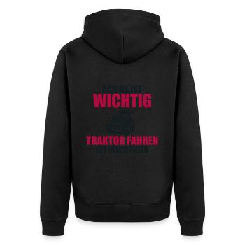 Tractor Trekker Tractor School Saying Gift - Unisex Premium Organic Zip Hoodie - black - Back - Nico (187cm)
