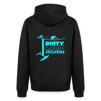 Wieder Dirty-Loop - Unisex Premium Bio Zip Hoodie - Schwarz - Hinten - Nico (187cm)