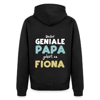 Dieser Geniale Papa Gehört Zu Fiona - Unisex Premium Bio Zip Hoodie - Schwarz - Hinten - Nico (187cm)