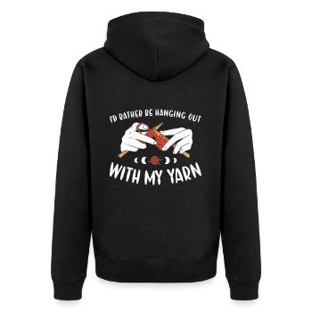 Je préfère traîner avec mon fil à tricoter - Veste à capuche bio Premium Unisexe - noir - Dos - Nico (187cm)