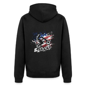 Motocross Enduro Motorcycle Moto-Cross Dirt Bike - Unisex Premium Organic Zip Hoodie - black - Back - Nico (187cm)